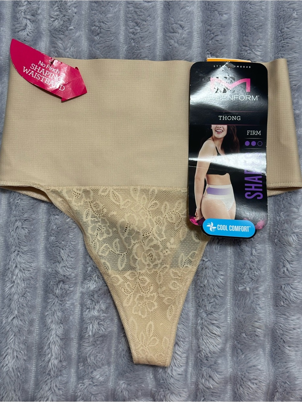 Maidenform Beige Lace-Front Shaping Thong